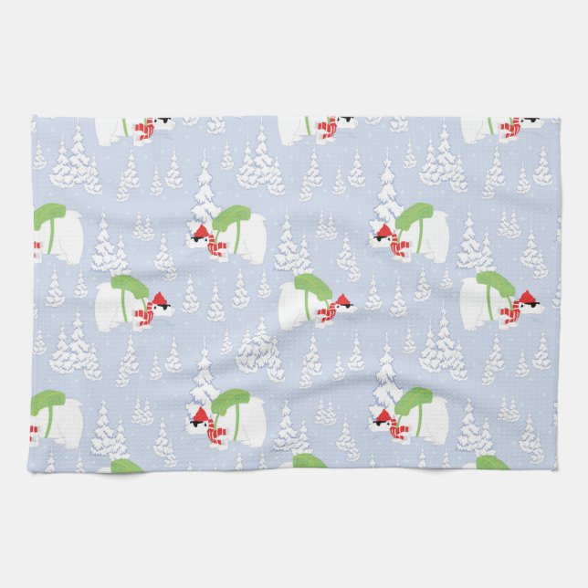 funny polar bear santa tea towel (Horizontal)