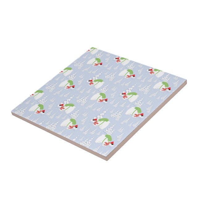 funny polar bear santa tile (Side)