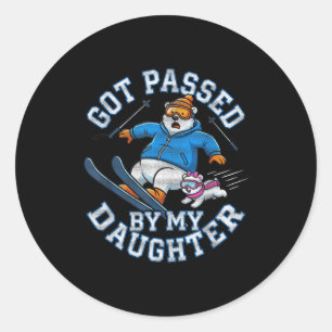 Funny Polar Bear Skiing - Got Ped By My Daughter S Classic Round Sticker