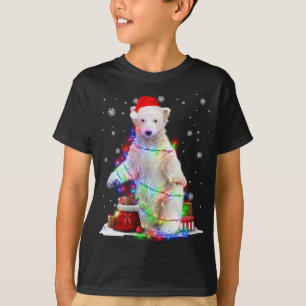 Funny Polar bear Tree Christmas Lights Xmas Pajama T-Shirt