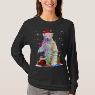 Funny Polar bear Tree Christmas Lights Xmas Pajama T-Shirt