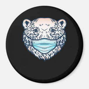 Funny Polar Bear Wearing A face Mask Animal Lover Magnet