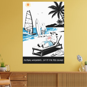 Funny Polar Bears Global Warming Spoof  Canvas Print