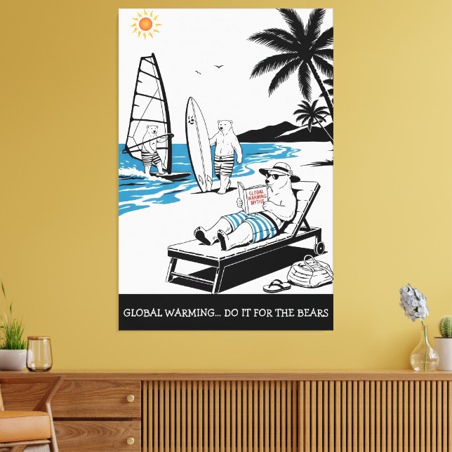 Funny Polar Bears Global Warming Spoof  Canvas Print (Insitu(LivingRoom))