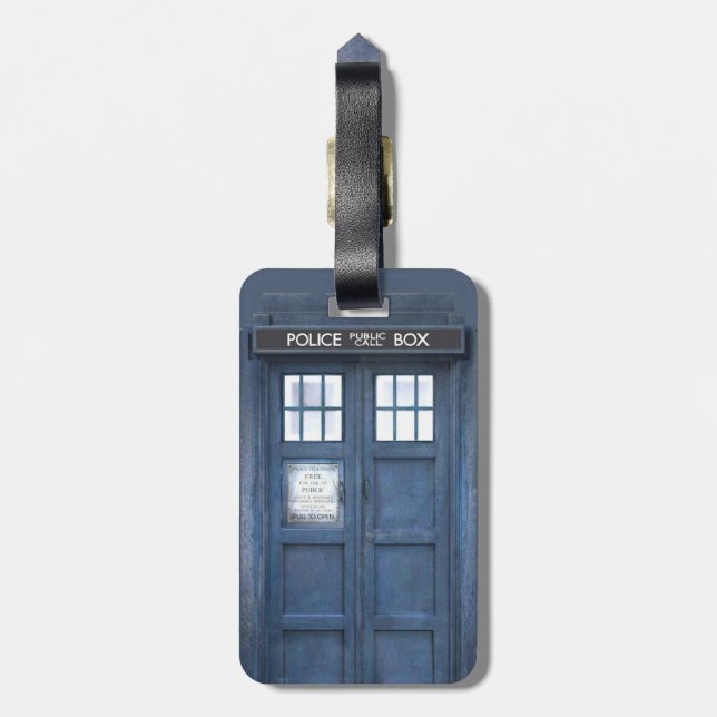 Funny Police Box travellers Luggage Tag (Back Vertical)