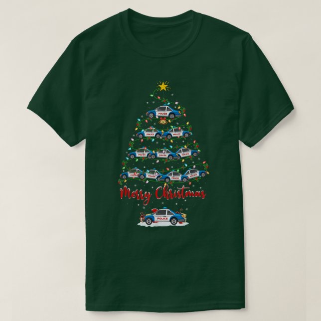 Funny Police Car Matching Santa Police Car Christm T-Shirt (Design Front)