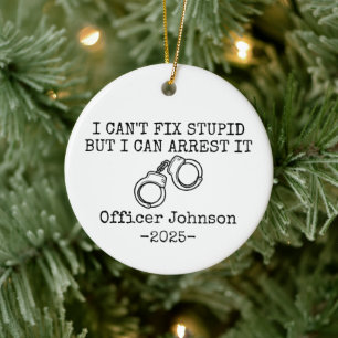 Funny Police Officer Christmas Ornament, Ceramic Tree Decoration