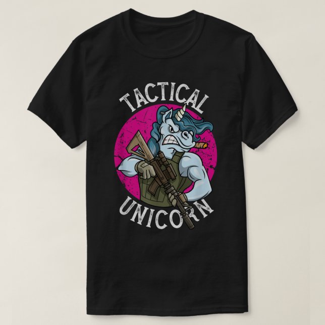 Funny Police Tactical Unicorn for Military Law Enf T-Shirt (Design Front)
