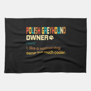 Funny Polish Greyhound Vintage Retro Dog Mum Dad G Tea Towel