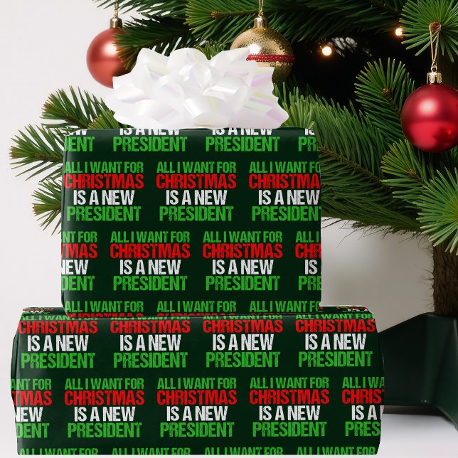 Funny Political All I Want For Christmas President Wrapping Paper (Creator Uploaded)