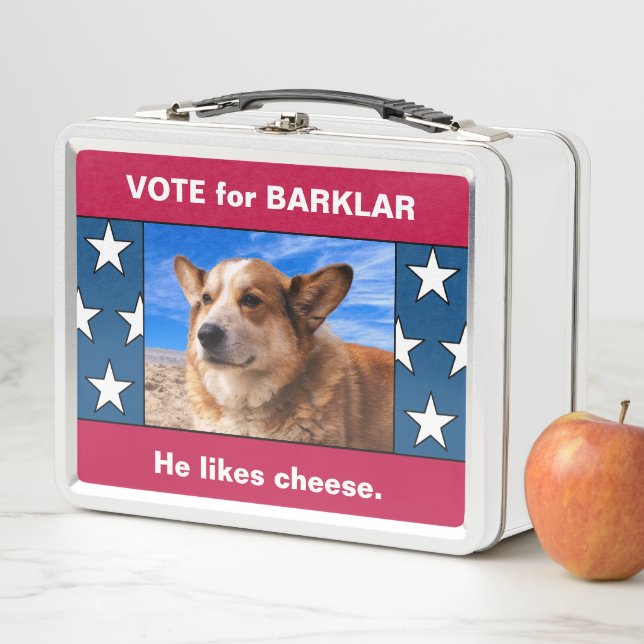 Funny Political Campaign Add Your Pet Photo USA Metal Lunch Box (In Situ)