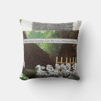 Funny Political Joke Forest Climate Change Satire Cushion