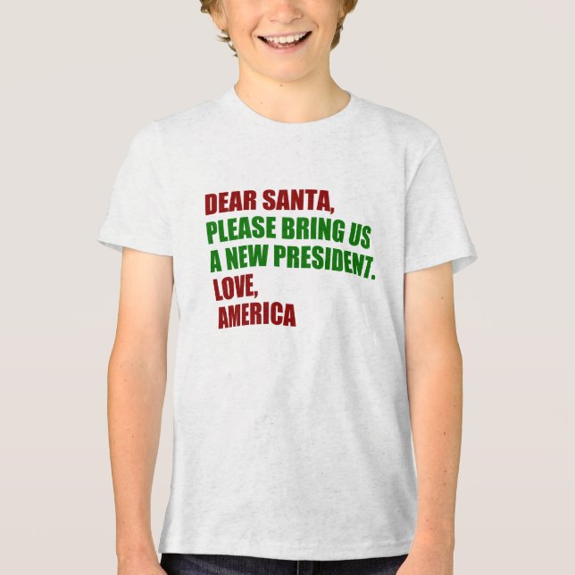 Funny Political New President for Christmas Kids Tri-Blend Shirt (Front)