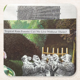Funny Political Satire Joke Forest Climate Change Square Paper Coaster