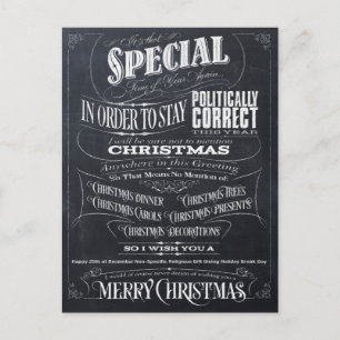 Funny Politically Correct Chalk Christmas Card - I