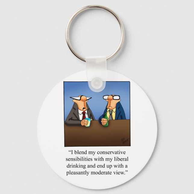 Funny Politics and Drinking Cartoon Gift! Key Ring (Front)