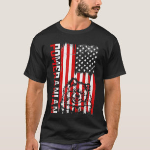 Funny Pomeranian American Flag Dog Dad Dog Mom T-Shirt