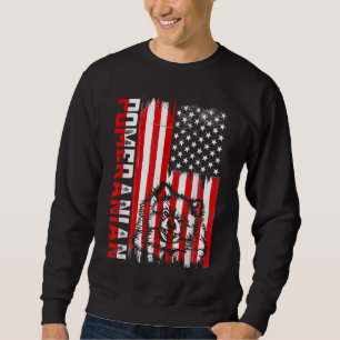Funny Pomeranian American Flag Dog Dad Dog Mum Sweatshirt