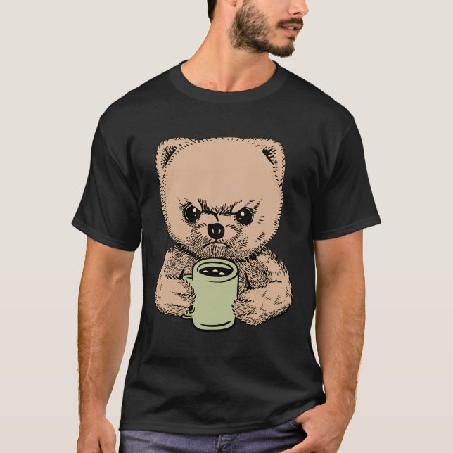 Funny Pomeranian Angry Coffee Grumpy T-Shirt (Front)