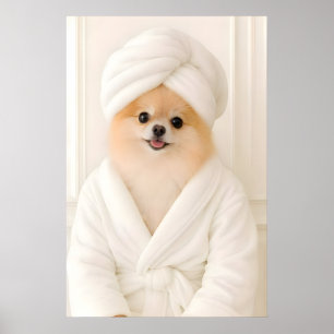 Funny Pomeranian Bathroom Print, Pomeranian In Poster