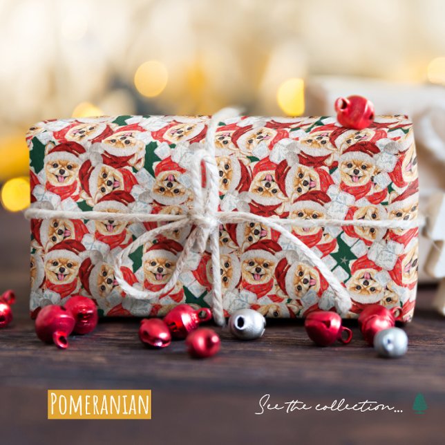 Funny Pomeranian Christmas Pattern Wrapping Paper (Creator Uploaded)