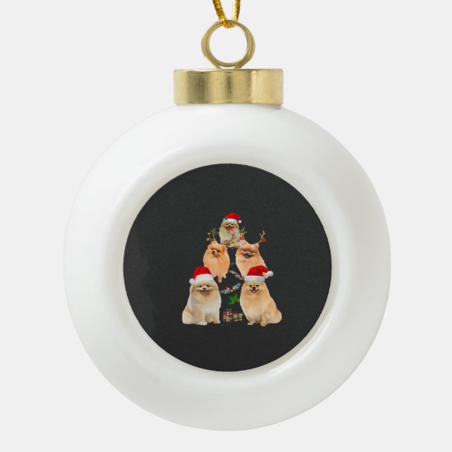 Funny Pomeranian Christmas Tree Decor Ornament Cos (Front)