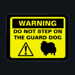 Funny Pomeranian Guard Dog Warning Sign Magnet<br><div class="desc">Yellow and Black Warning Sign Magnet with Pomeranian Silhouette. If you have one of those fluffy alarm systems that's prone to being underfoot, this is the warning sign for your home. Warning: Do Not Step on the Guard Dog. Funny caution sign for Pom lovers. This cute fridge magnet can be...</div>