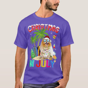 Funny Pomeranian in Santa Hat Sunglasses Christmas T-Shirt