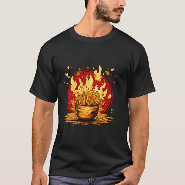 Funny Pommes Friets Flames For Ketchup And Mayonna T-Shirt (Front)