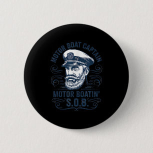 Funny Pontoon Boat Captain Dad Motor Boat Captain  6 Cm Round Badge