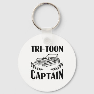Funny Pontoon Boat Captain Gift Men Cool Tri-toon  Key Ring