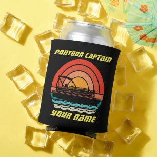 Funny Pontoon Captain Summer Boating Vintage Can Cooler