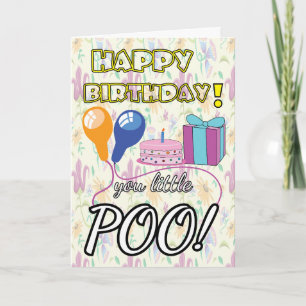 Funny POO with Balloons Birthday Card