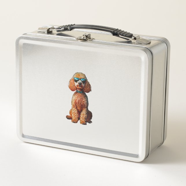 Funny Poodle Animal Lover Dogs Graphic Cute Dog Ow Metal Lunch Box (Front)
