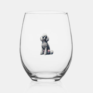 Funny Poodle Animal Lover Dogs Graphic Cute Dog Ow Stemless Wine Glass