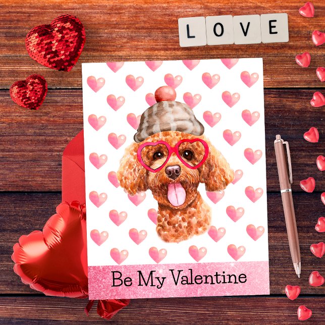 Funny Poodle Be My Valentine Dog Valentine's Holiday Postcard (Creator Uploaded)