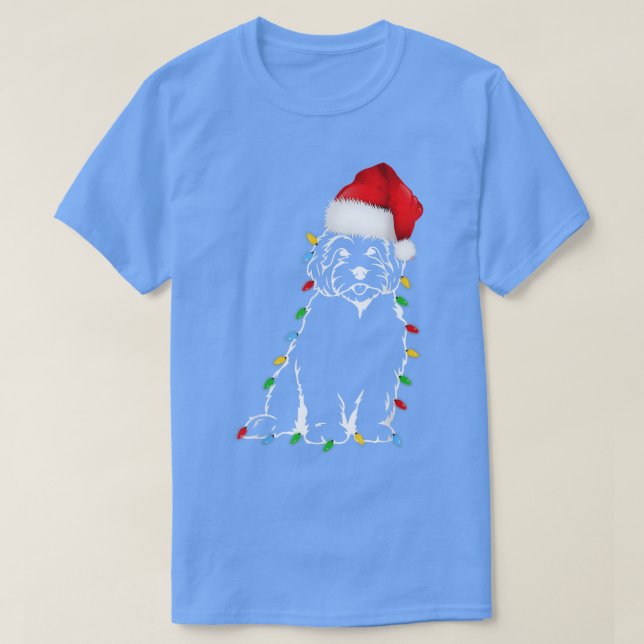 Funny Poodle Dog Tree Christmas Lights Xmas Pajama T-Shirt (Design Front)
