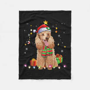 Funny Poodle Dog Tree Christmas Sweater Xmas Dogs Fleece Blanket