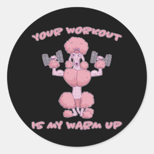 Funny Poodle Fitness Training Workout Classic Round Sticker