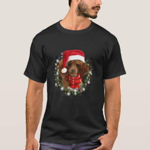 Funny Poodle Santa Hat Christmas Lights Xmas Dog L T-Shirt