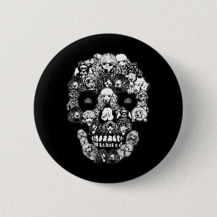 Funny Poodle Skull Dog Skeleton Halloween 6 Cm Round Badge