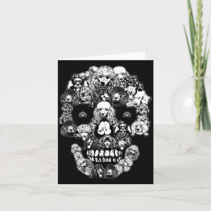 Funny Poodle Skull Dog Skeleton Halloween Card