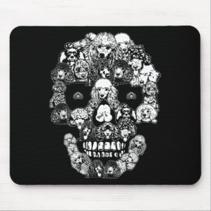 Funny Poodle Skull Dog Skeleton Halloween Mouse Pad