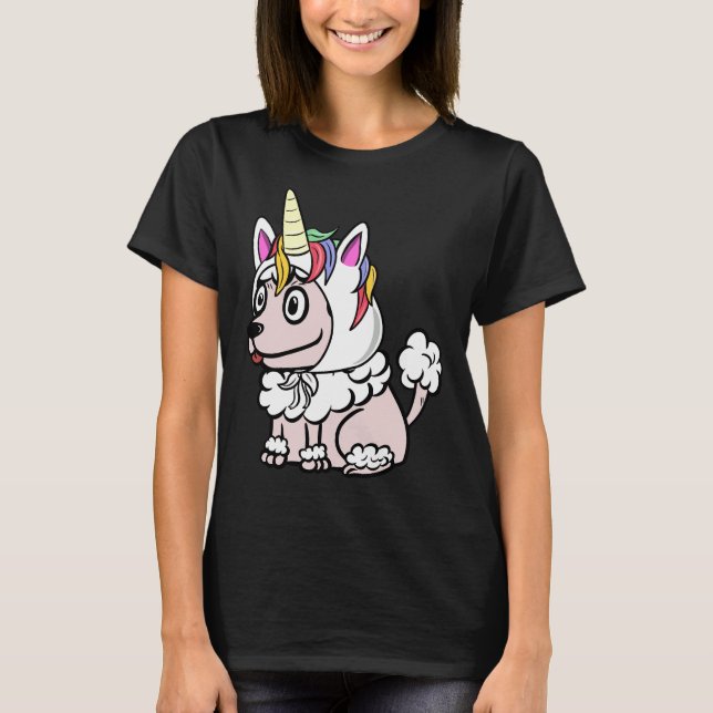 Funny Poodle Unicorn Hat T-Shirt (Front)