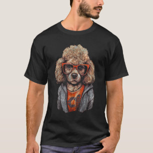 Funny Poodle Wearing Nerd Glasses T-Shirt