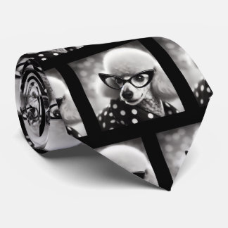 Funny Poodle with Glasses Nerd Neck Tie