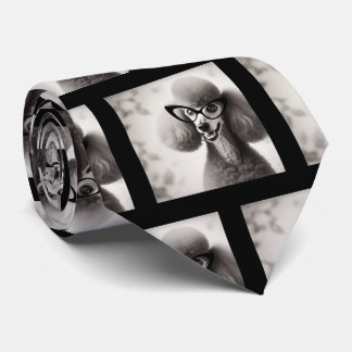 Funny Poodle with Glasses Nerd Neck Tie