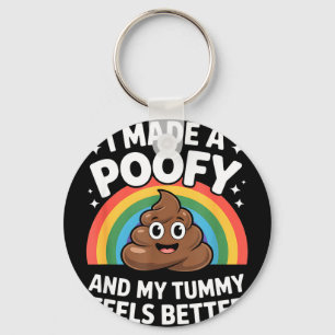 Funny poofy tummy feels better cartoon poop Funny Key Ring