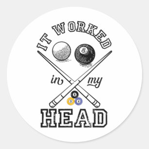 Funny Pool Art For Men Women Billiards Lover Pool Classic Round Sticker
