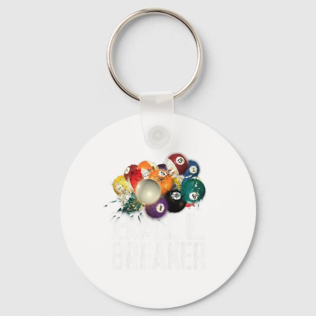 Funny Pool Billards Ball Breaker Tee  Key Ring (Front)
